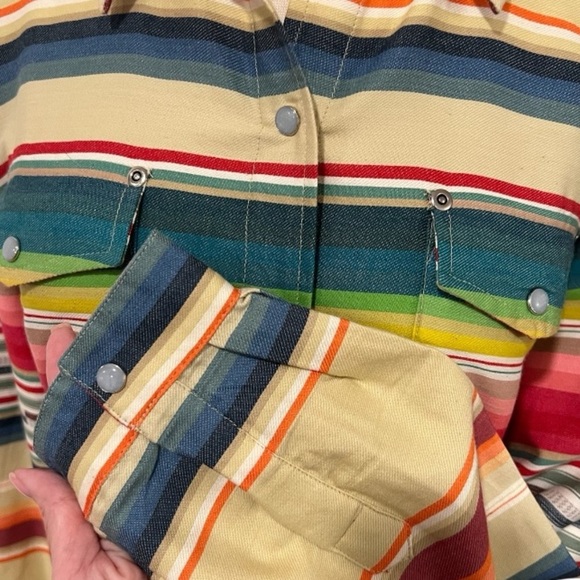 Tasha Polizzi Womens Western Button Down Striped Long Sleeve XL & Medium - Picture 5 of 11